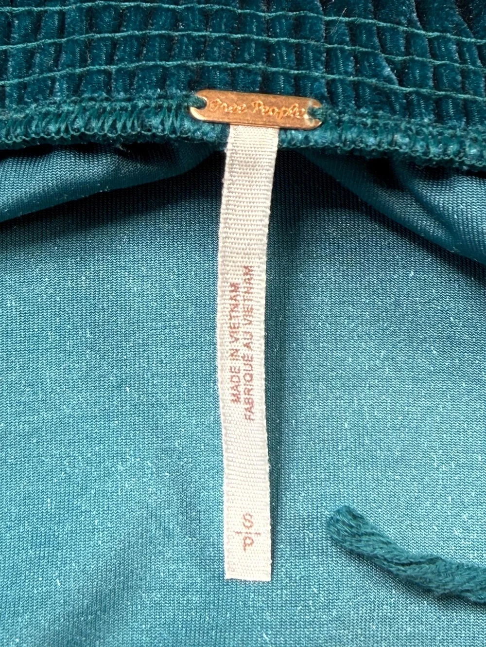Free People Velvet Puff Sleeve Top in Turquoise, Size S